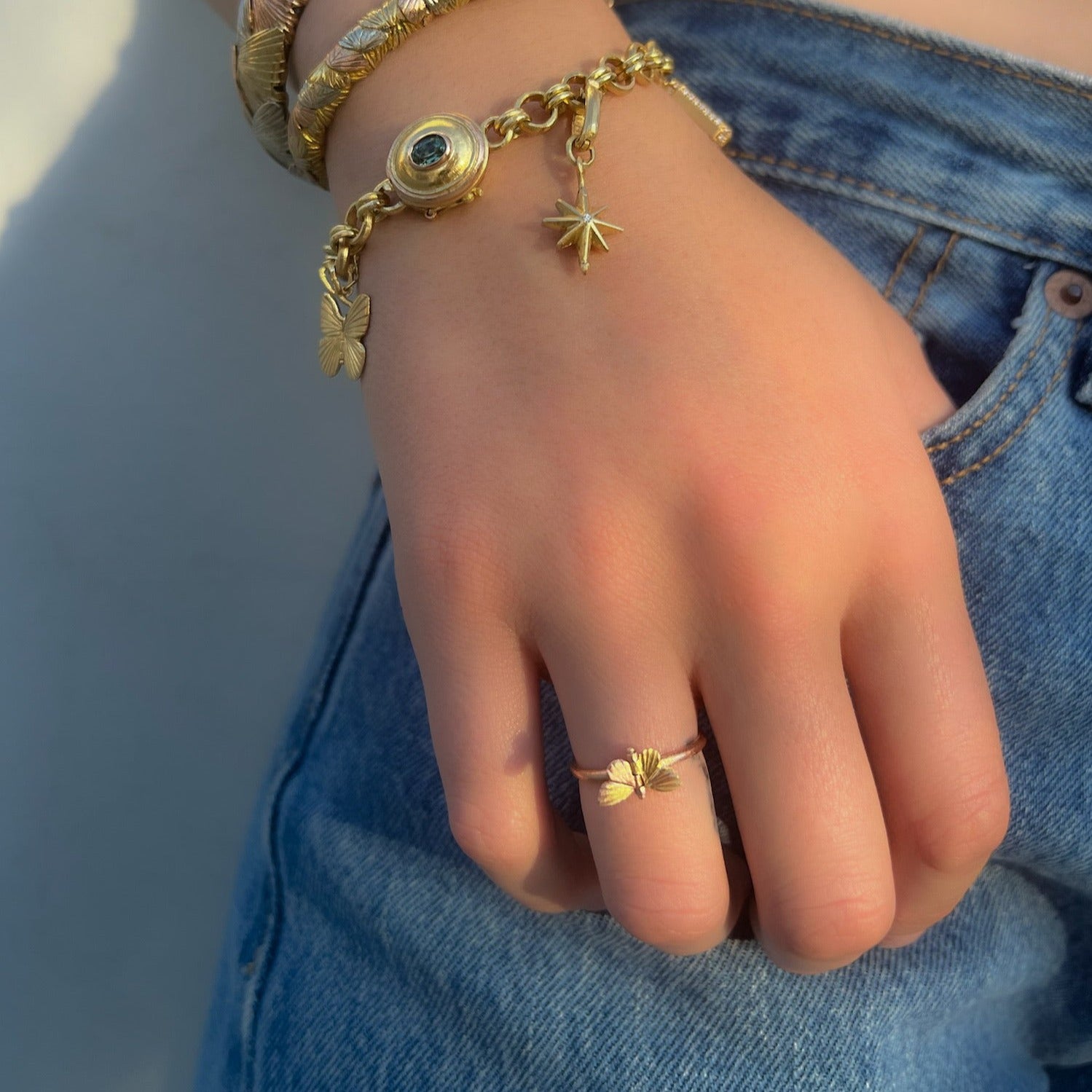 Two Toned Tiny Baby Asterope Ring