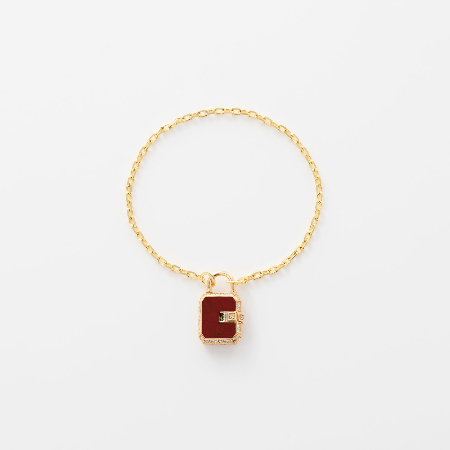 Mini Padlock Carnelian Pave