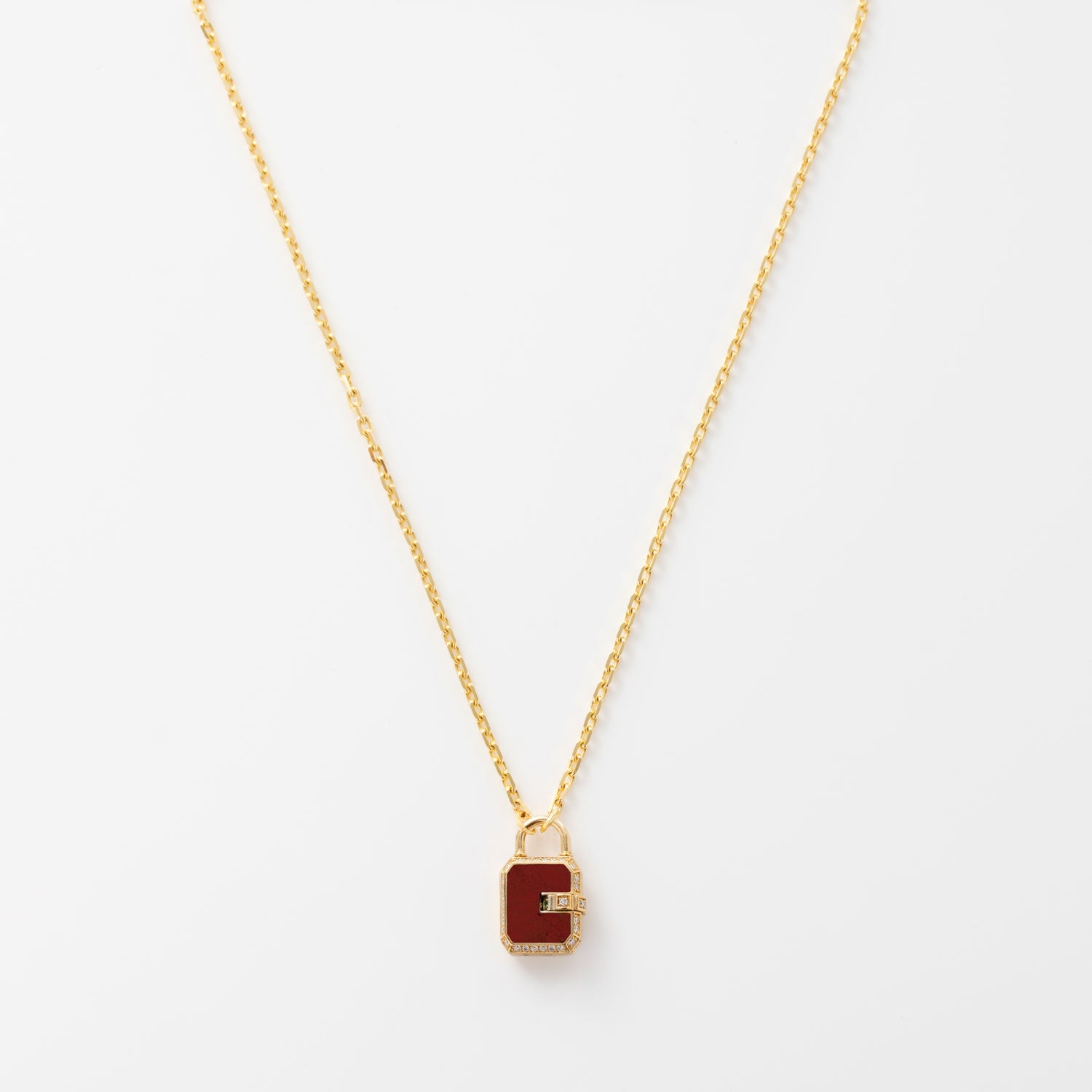 Mini Padlock Carnelian Pave