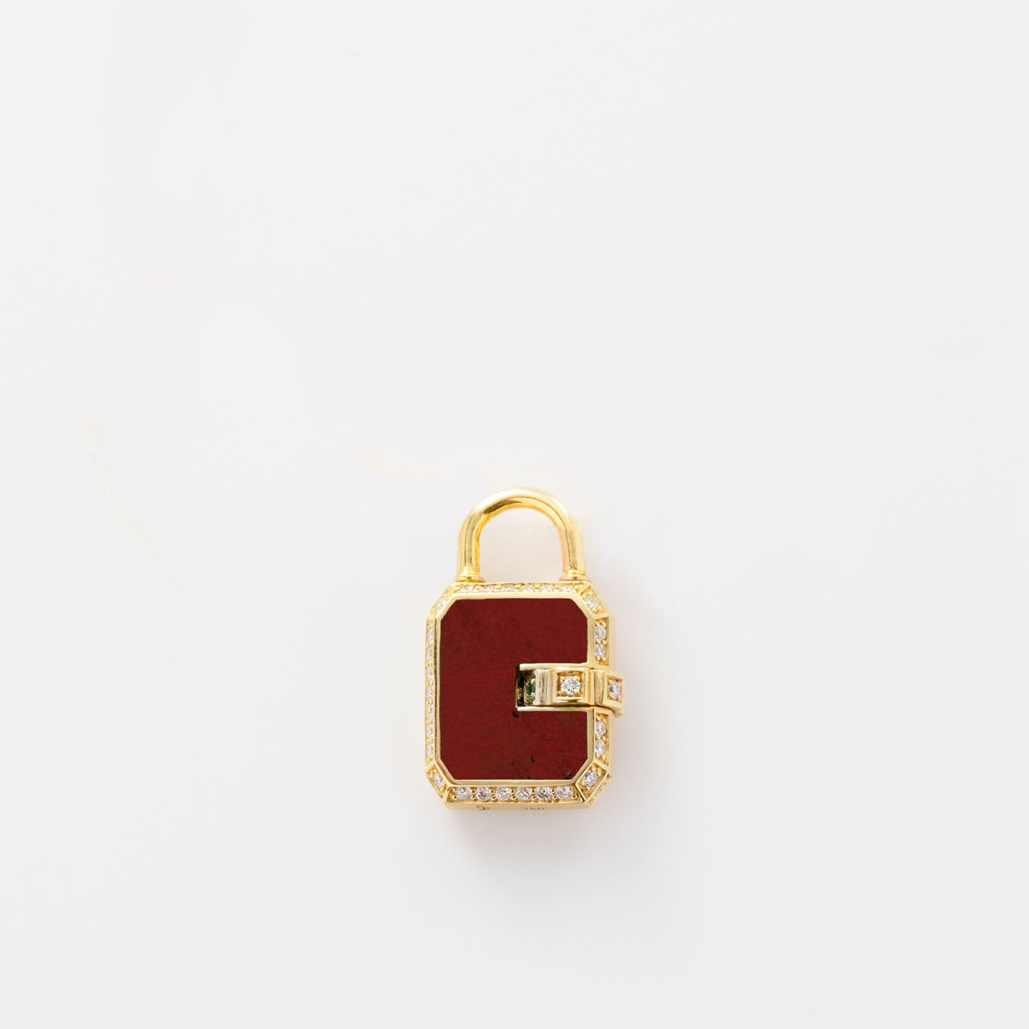 Mini Padlock Carnelian Pave