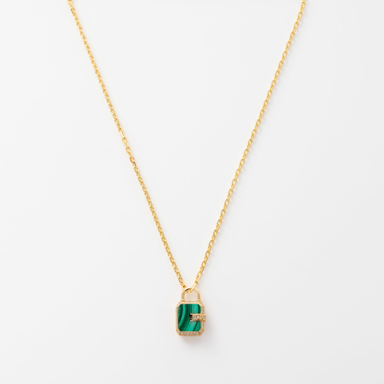 Mini Padlock Malachite Pave