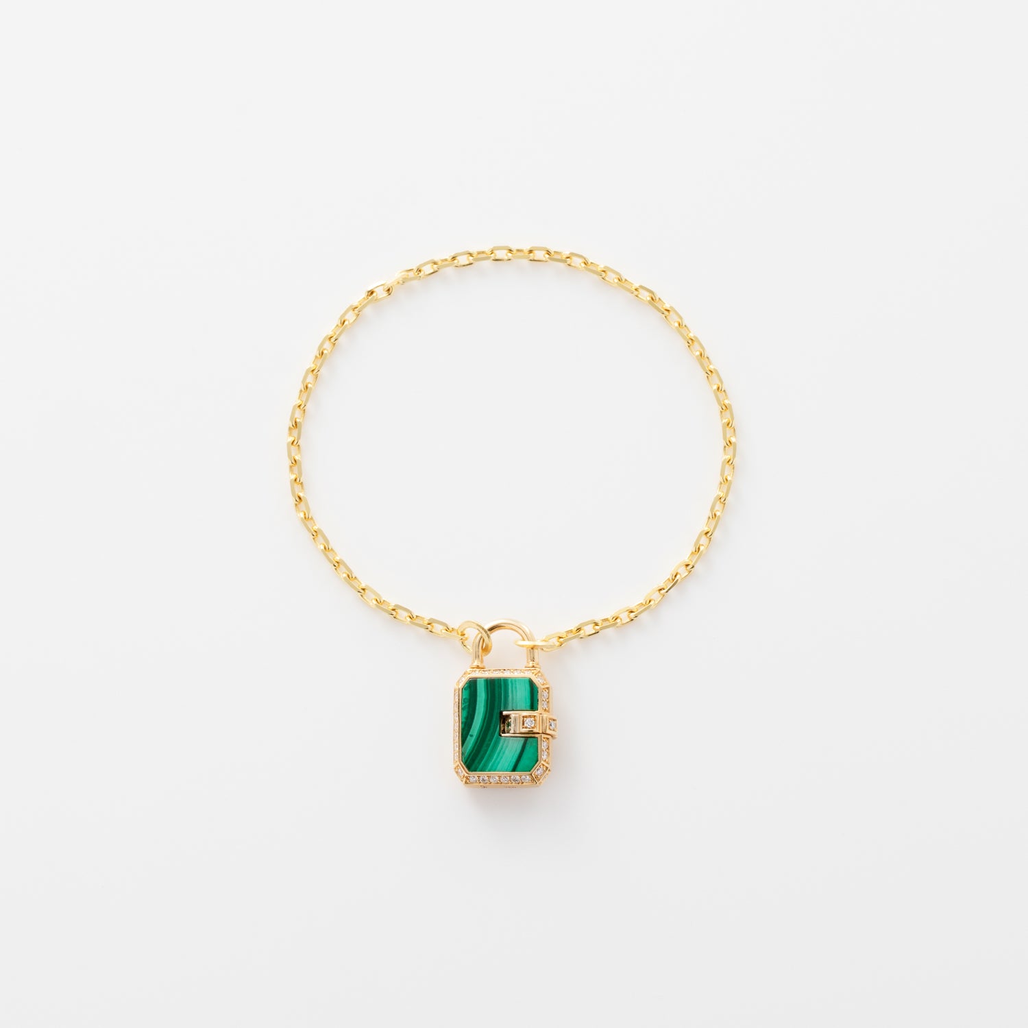 Mini Padlock Malachite Pave