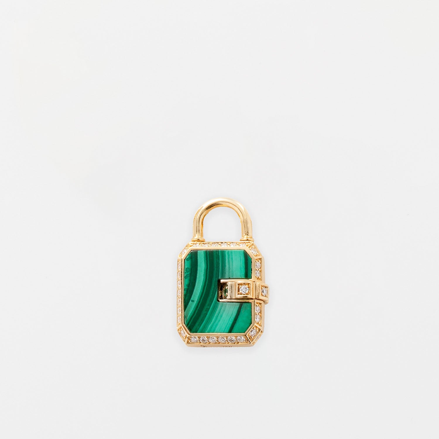 Mini Padlock Malachite Pave